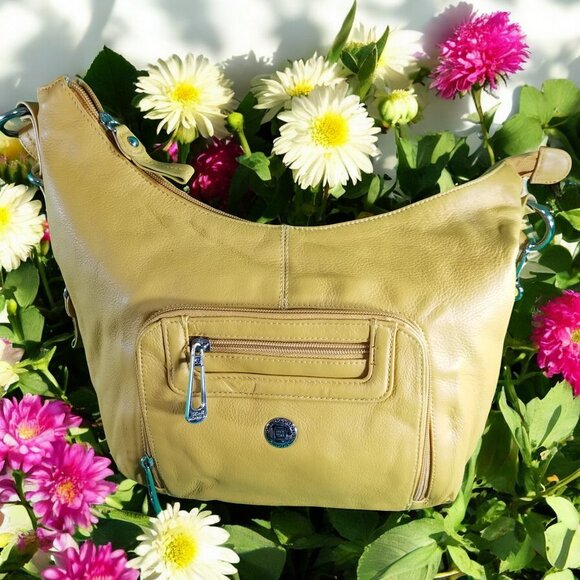 Stone Mountain Yellow Hobo Leather Purse Shoulder Bag 12237 - Picture 3 of 9